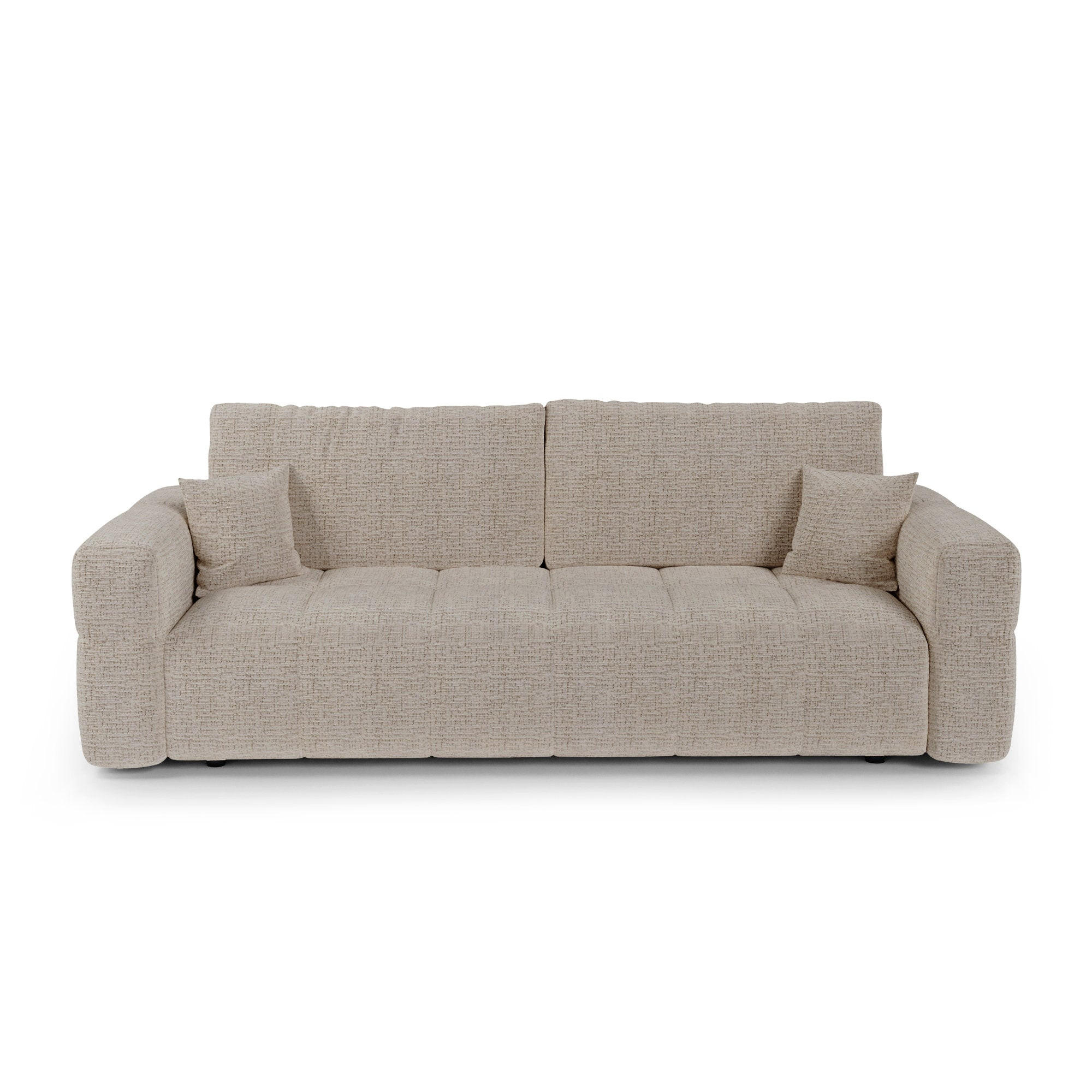 SCHLAFSOFA mit Stauraum VIBE Kettgewebe mit weichem Griff Beige 247cm - Beige, Textil (247/90/102cm) - Premium Interiors