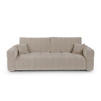 SCHLAFSOFA mit Stauraum VIBE Kettgewebe mit weichem Griff Beige 247cm - Beige, Textil (247/90/102cm) - Premium Interiors