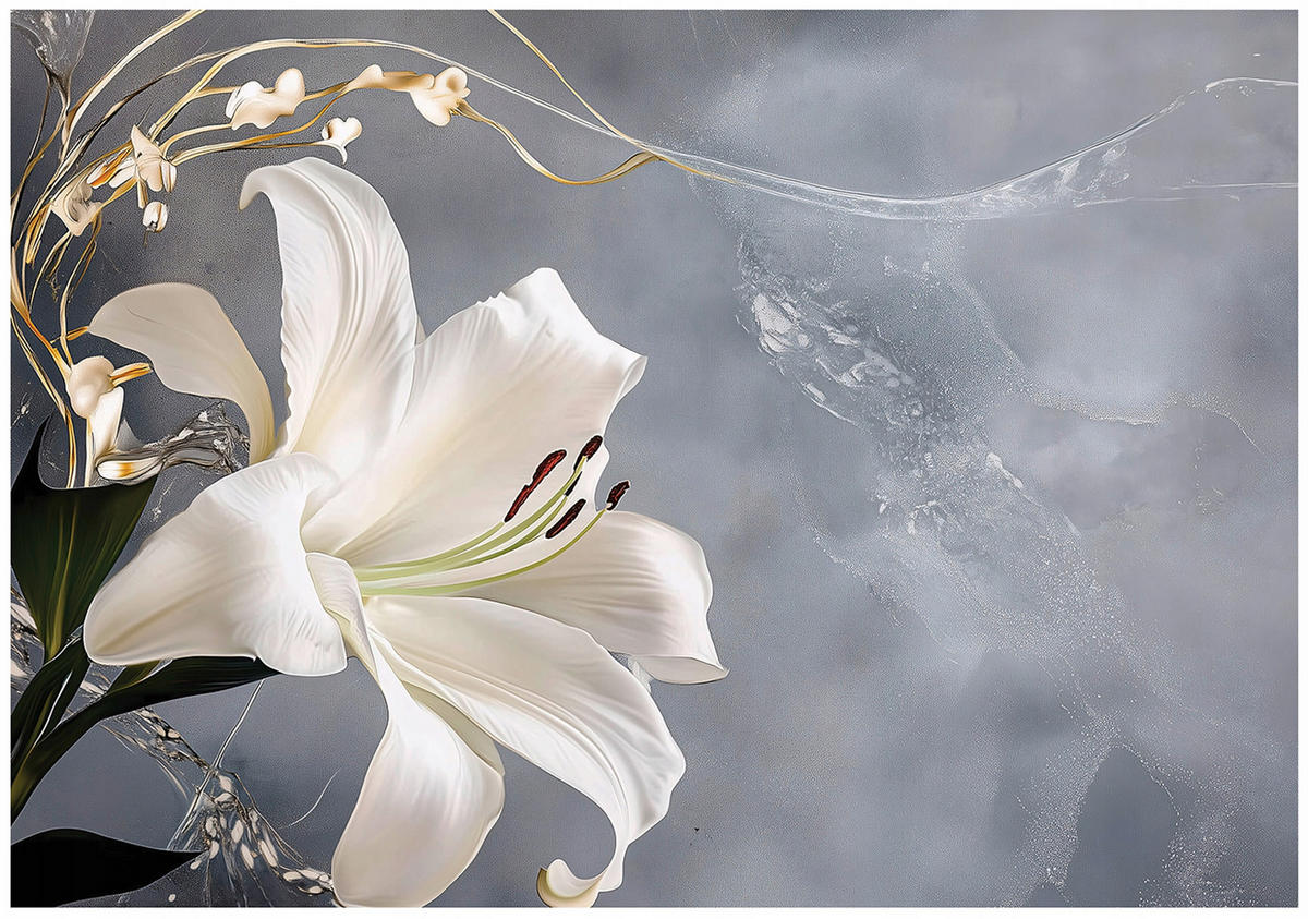 FOTOTAPETE Blumen Blätter Wohnzimmer Vlies Tapete 200x140 - Multicolor, Papier (200/140cm) - Wallarena