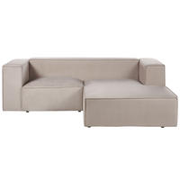 2-SITZER-ECKSOFA Samtstoff taupe rechtsseitig Vernon - Taupe, Textil (236/175cm) - Beliani