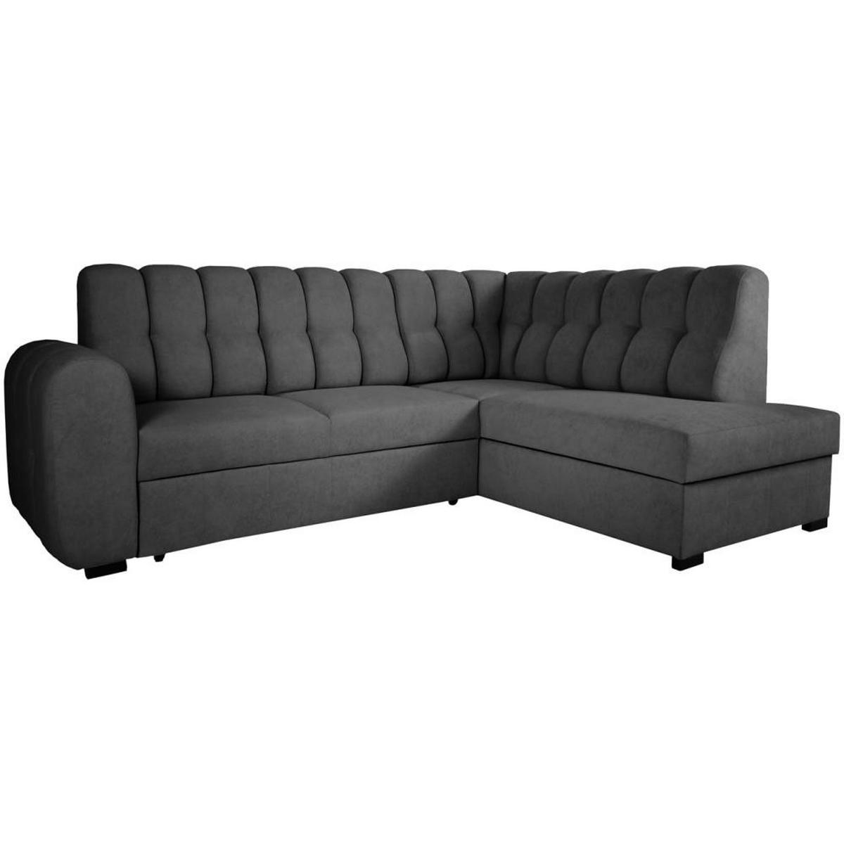 ECKSCHLAFSOFA Zoja rechts schwarz - Schwarz, Textil (261/193cm) - Beautysofa