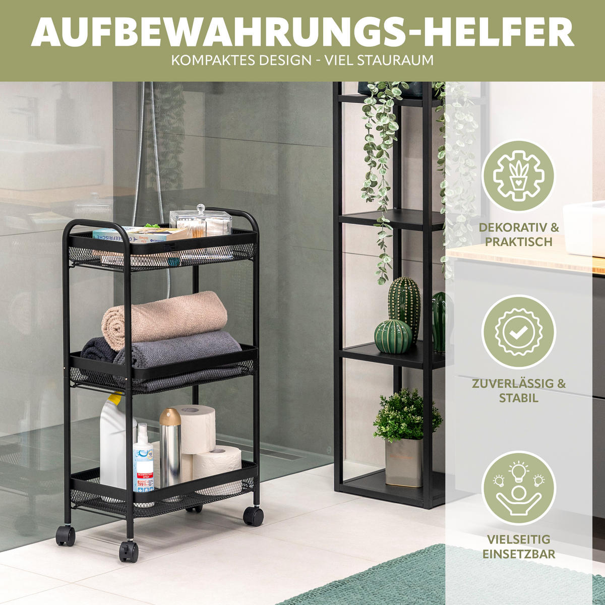 ROLLWAGEN, schwarz, Metall - Schwarz, Metall (47/79.5/27cm) - eluno
