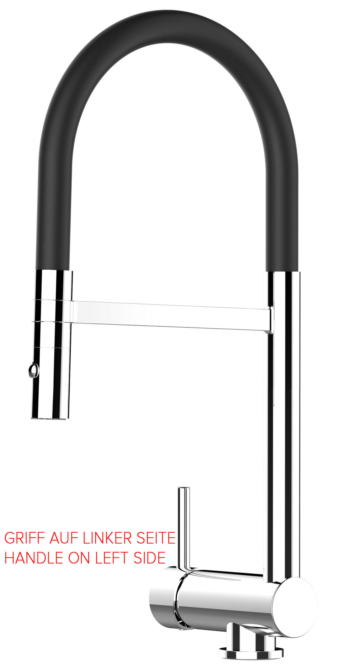 VORFENSTER-KÜCHENARMATUR, Umklappbar 6 CM, Verchromt und Schwarz, 2-Strahl-Brause, LINKER HEBEL - Schwarz, Metall (21.3/48.2/21.3cm) - VIZIO