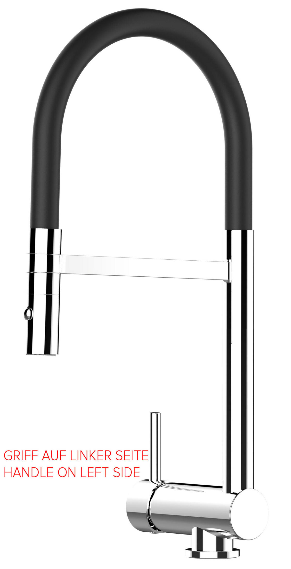 VORFENSTER-KÜCHENARMATUR, Umklappbar 6 CM, Verchromt und Schwarz, 2-Strahl-Brause, LINKER HEBEL - Schwarz, Metall (21.3/48.2/21.3cm) - VIZIO