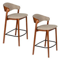 BARHOCKER Babington Rückenlehne 65 cm Walnuss - 2 er Set - Beige/Braun, Holz (57.7/91.5/51.4cm) - Dutchbone