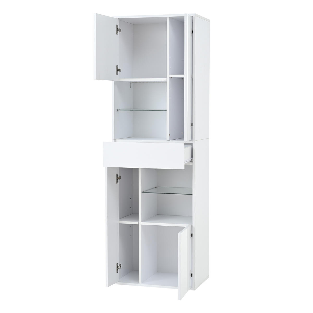 VITRINE 55/38/170 cm weiß aus Spanplatte mit LED-Hochglanzfront - Weiß, Holzwerkstoff (55/170/38cm) - OKWISH