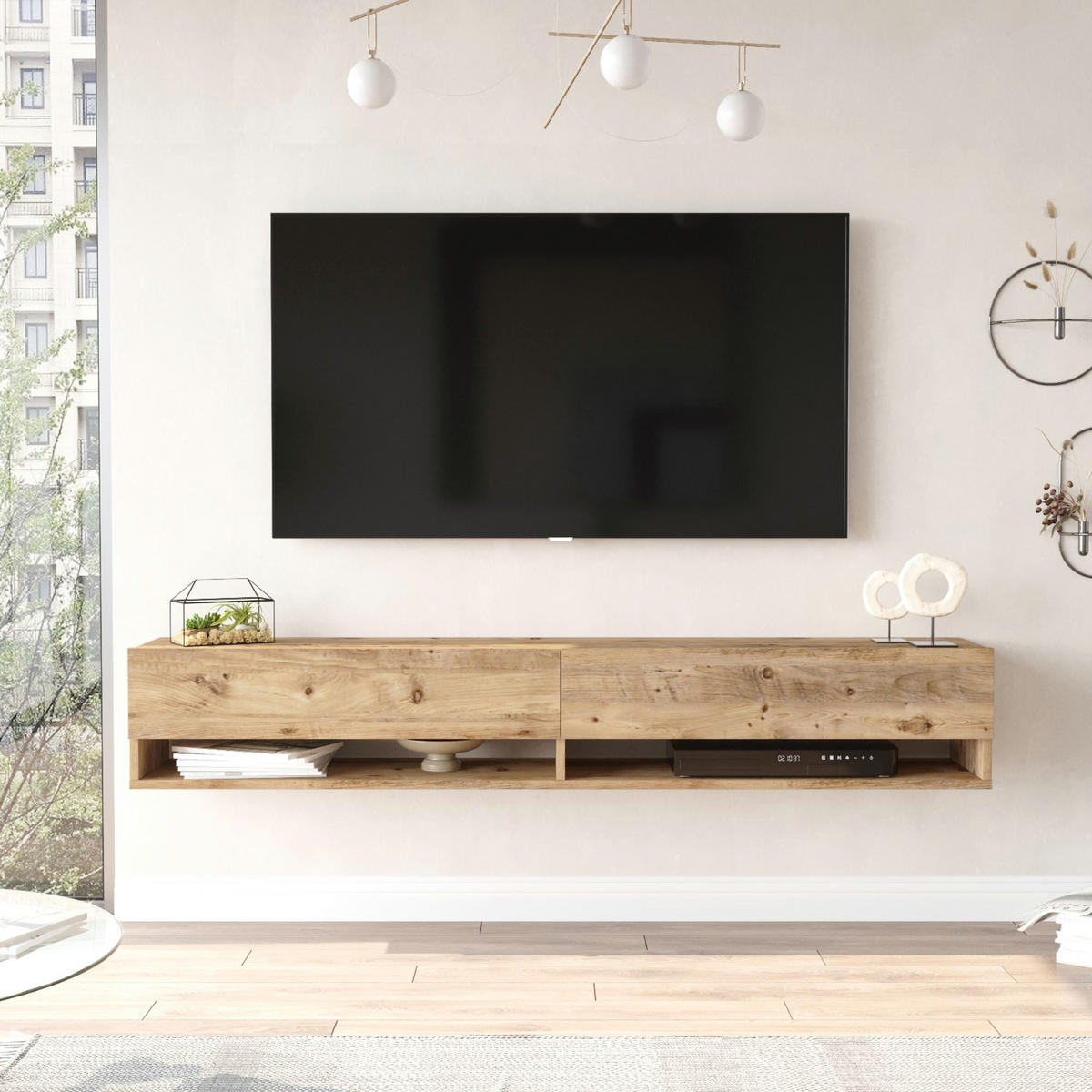TV-ELEMENT Laitila - Naturfarben, Holzwerkstoff (180/29.5/31.5cm) - [en.casa]