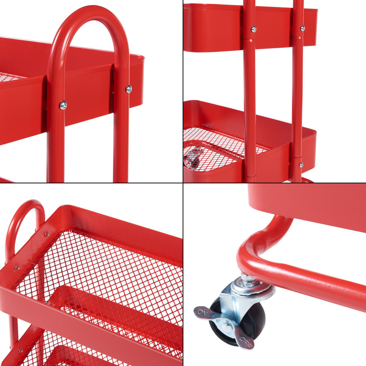 SERVIERWAGEN Pyhäntä - Rot, Metall (46/78.5/35cm) - [en.casa]
