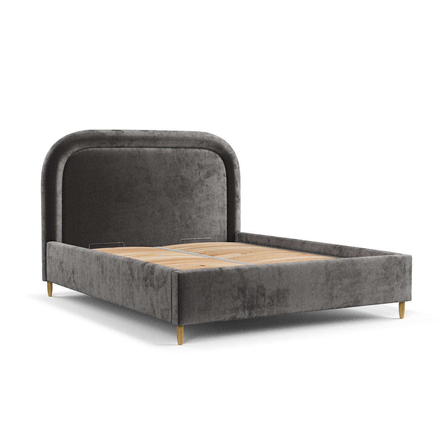 POLSTERBETT Mija Anthrazit 160/200 cm im Chenille-Stoff - Anthrazit/Naturfarben, Holz/Holzwerkstoff (160/200cm) - Maison de Reve