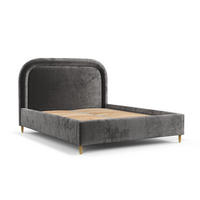 POLSTERBETT Mija Anthrazit 160/200 cm im Chenille-Stoff - Anthrazit/Naturfarben, Holz/Holzwerkstoff (160/200cm) - Maison de Reve