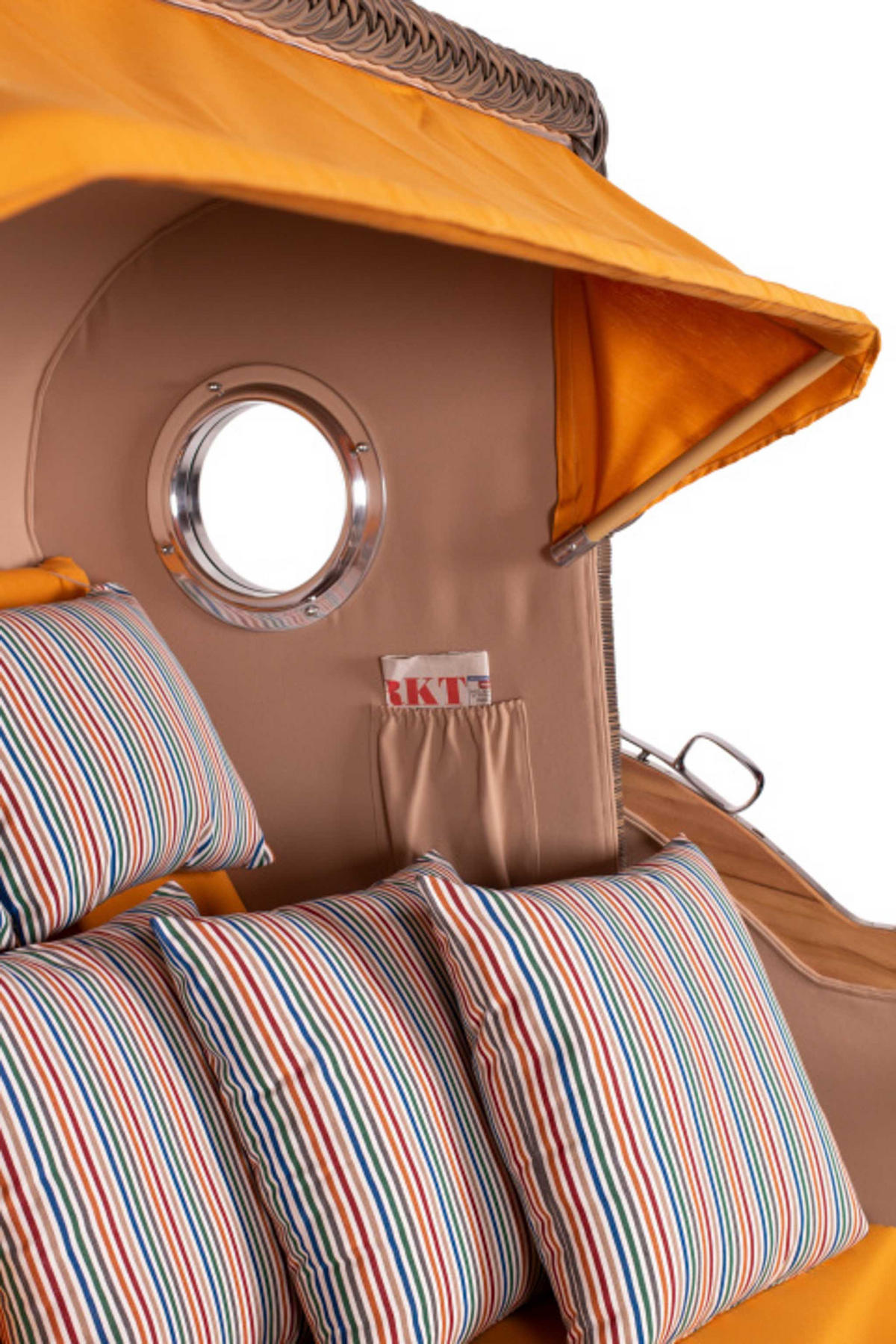 STRANDKORB XXL Düne Grande Teak PE Grey - Gelb/Braun, Metall (170/170/95cm) - Mr. Deko