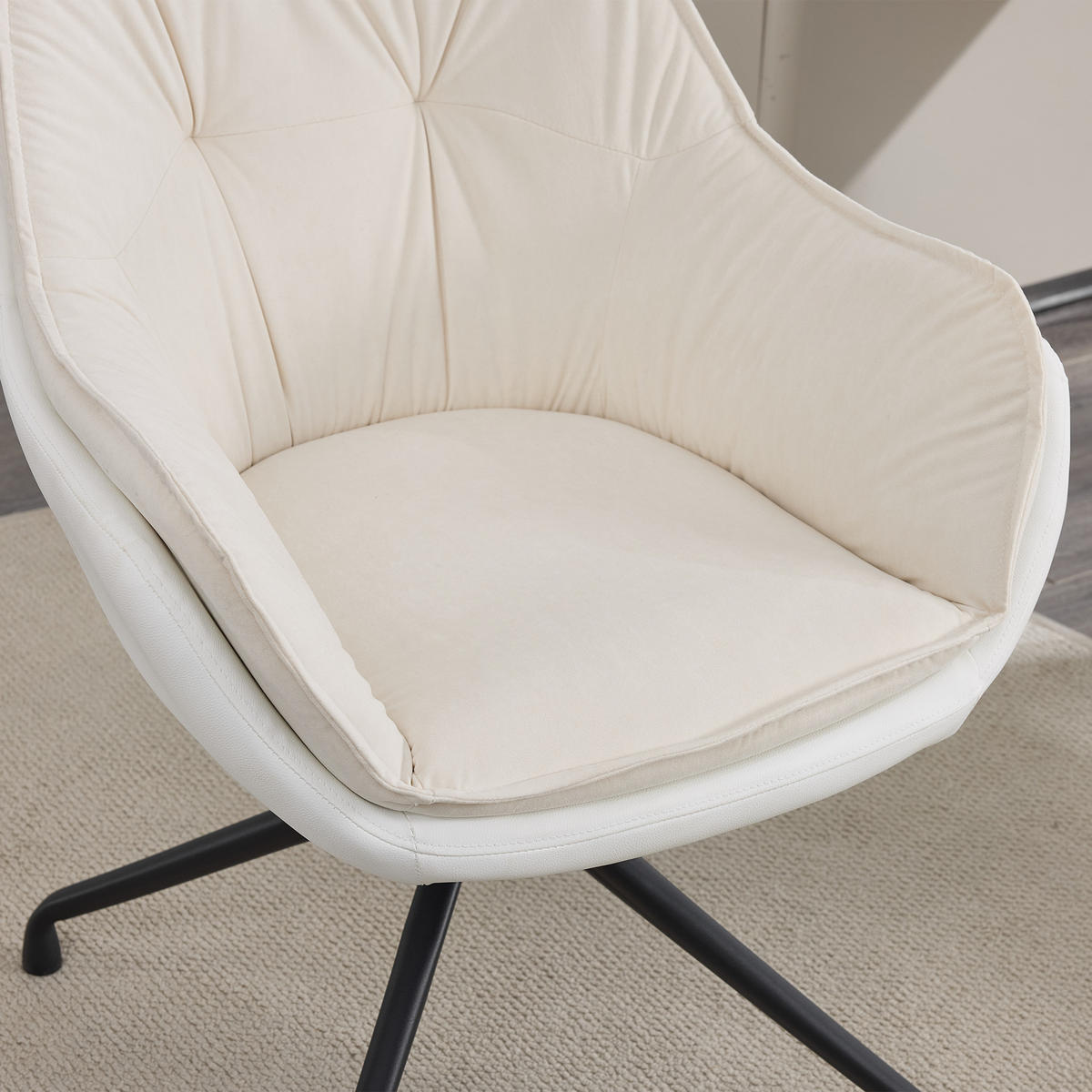 STUHL Kunstleder mit 360°-Drehfunktion, DE-42311, Beige - Beige, Metall (66/80/67.5cm) - ComfortXL