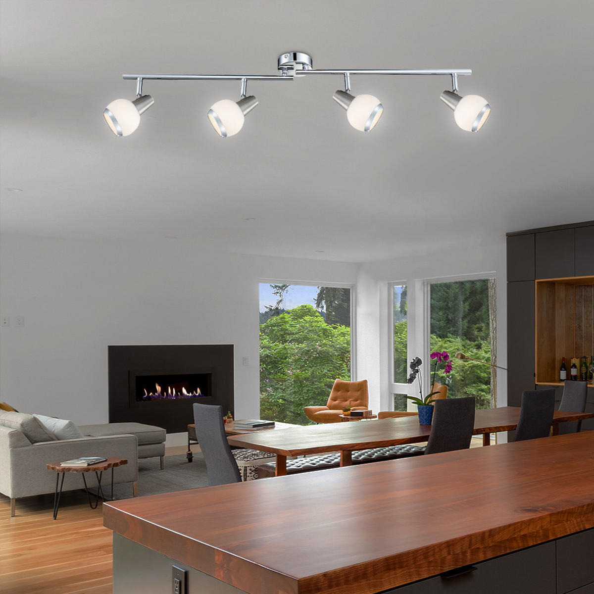 LED DECKENLEUCHTE KARDE Chrom Silber - Silberfarben, Glas (80/8/15cm) - Globo Lighting