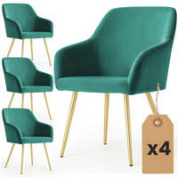 POLSTERSTUHL 4er Set, Metallbeine Grün, Gold 54,5/83/58 - Grün, Textil (55/83/58cm) - RAUMHIRSCH FURNITURE