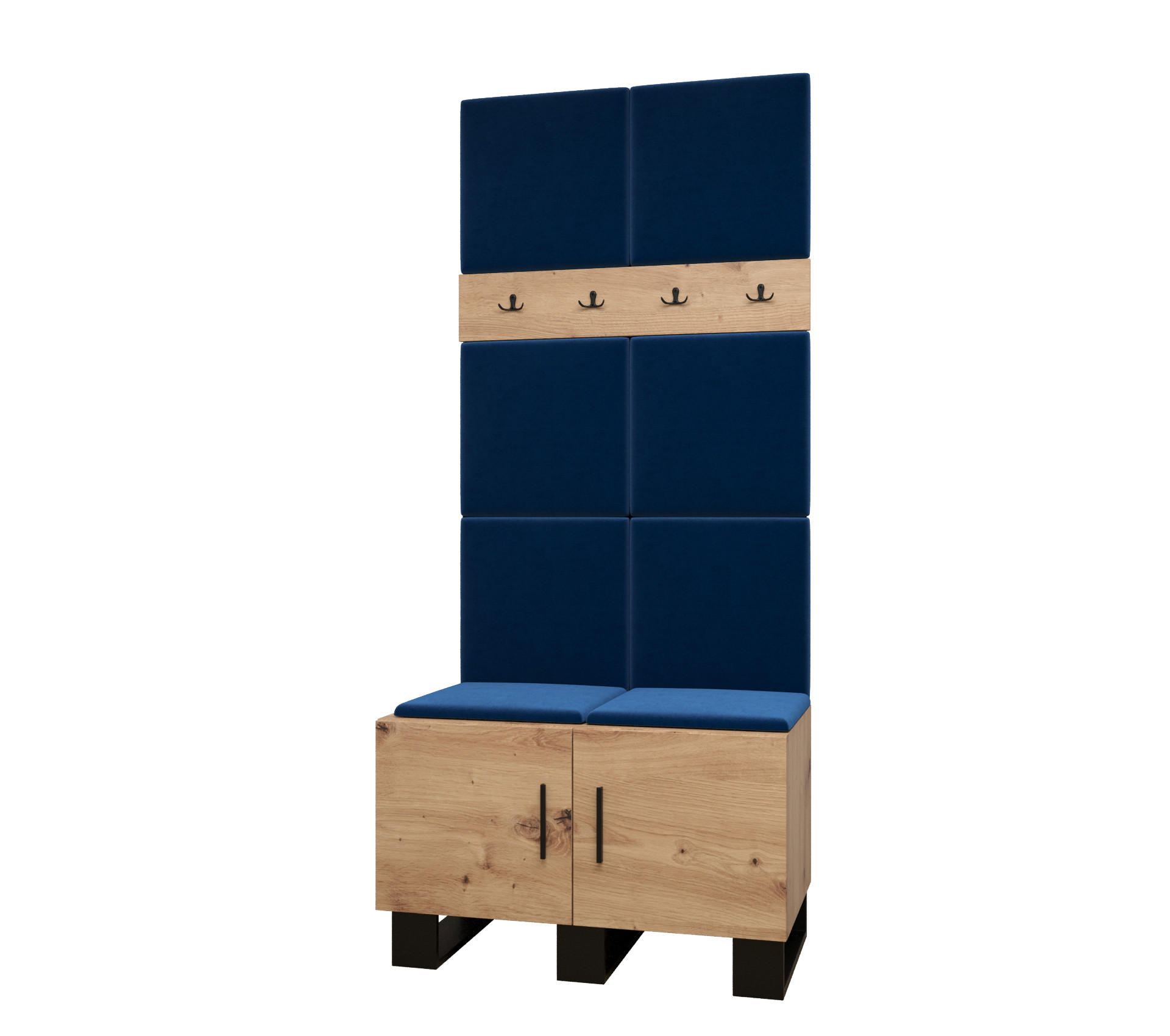 Abiks Möbel Garderoben-Set Eiche Artisan, Dunkelblau 84x196x45.6 cm