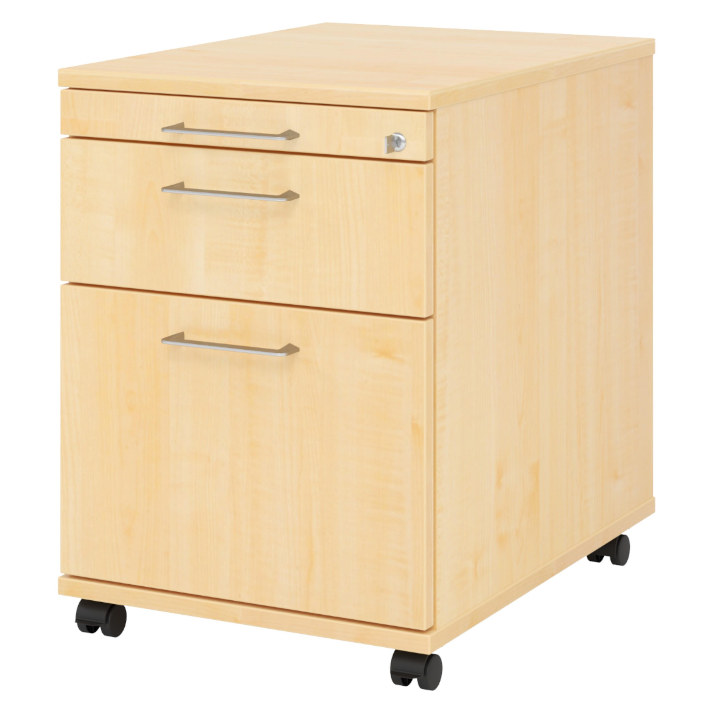 ROLLCONTAINER - mit Hängeregistratur 58/42,8/59 cm in Ahornfarben Bügelgriff (Metall) - Ahornfarben, Holzwerkstoff (42.8/59/58cm) - bümö
