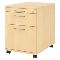 ROLLCONTAINER - mit Hängeregistratur 58/42,8/59 cm in Ahornfarben Bügelgriff (Metall) - Ahornfarben, Holzwerkstoff (42.8/59/58cm) - bümö
