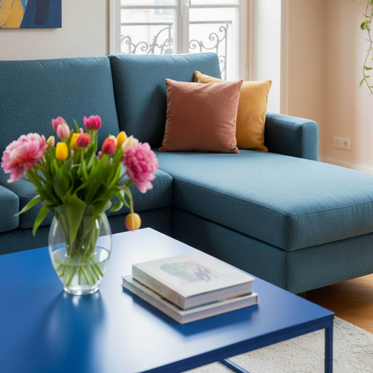 SOFA 3-Sitzer, Blau - Blau, Textil (128/85/192cm) - Oviala