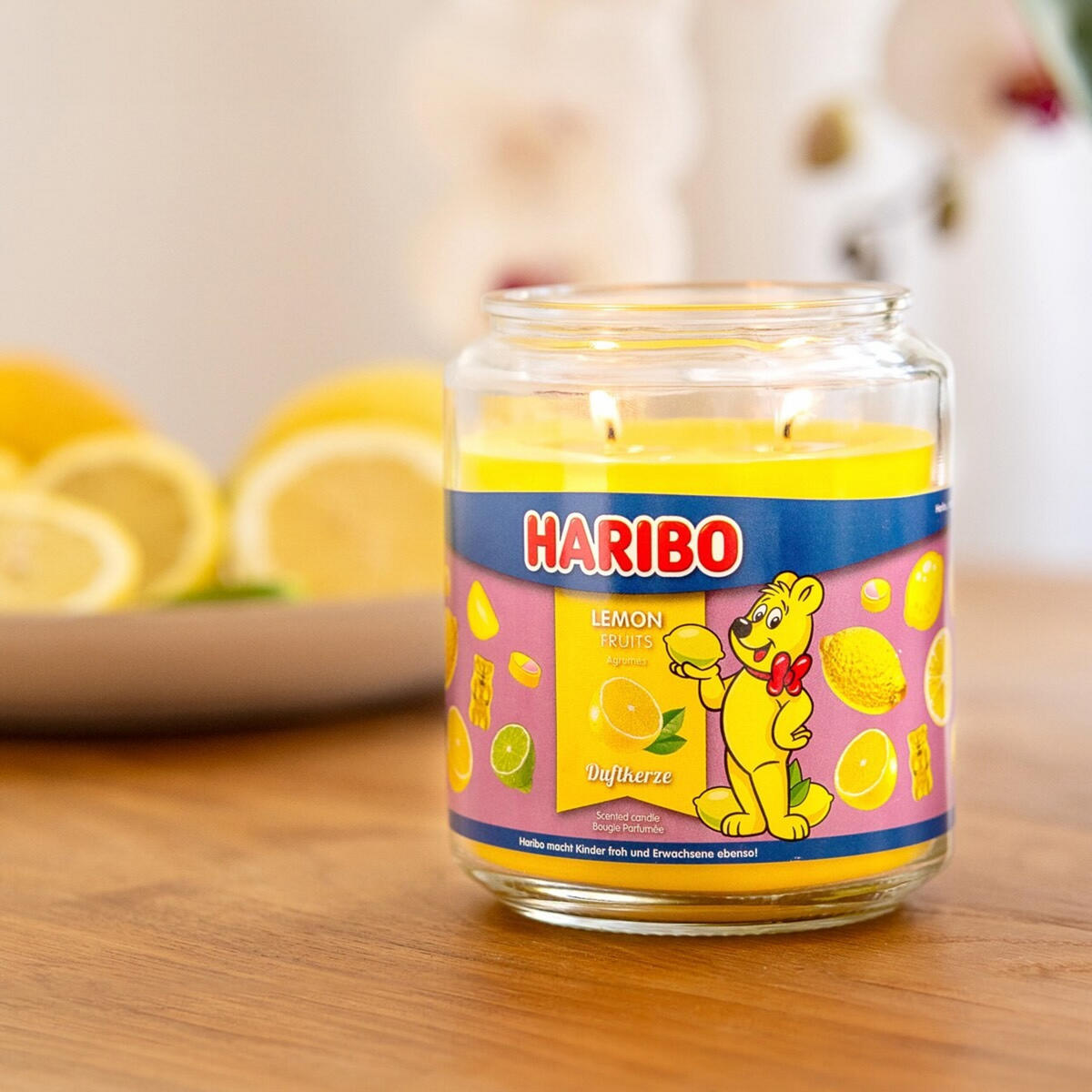 DUFTKERZE Haribo - Gelb, Naturmaterialien/Glas (13cm)