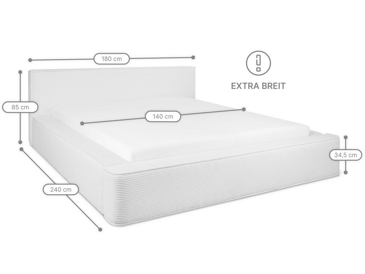 POLSTERBETT Fyn Hellbeige 140/200 cm Cordstoff mit Bettkasten - Beige, Textil/Metall (140/200cm) - wonello