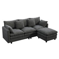 ECKSOFA mit Chaiselongue Chenille Grau 212/150/90 cm - Grau, Textil (212/150cm) - EVRYAE
