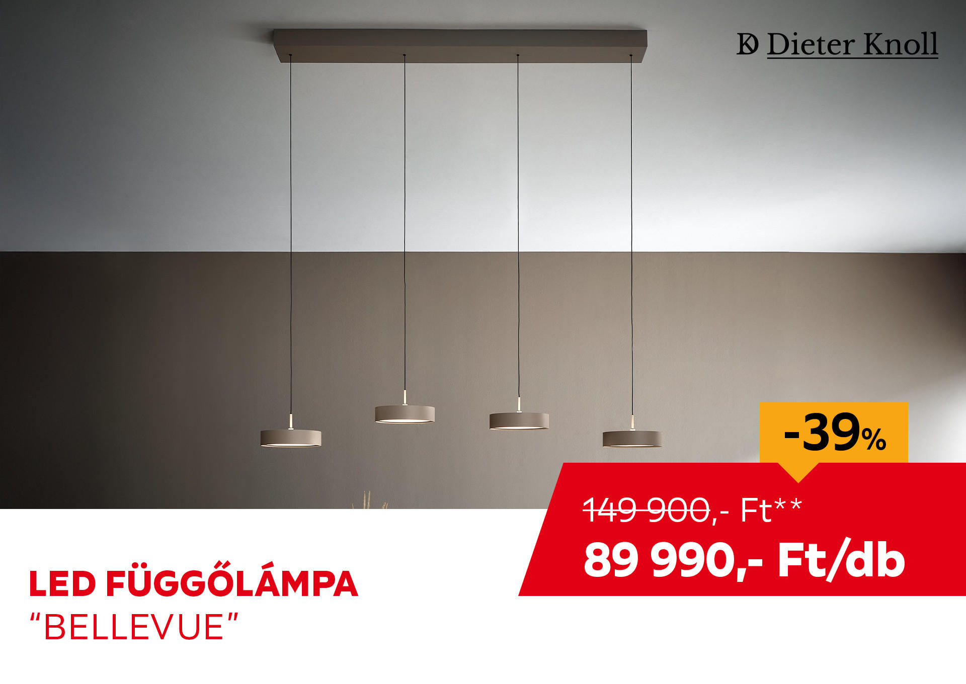 LED FÜGGŐLÁMPA "BELLEVUE" Kiemelt termék 149900 Ft.- helyett 89990 Ft.-