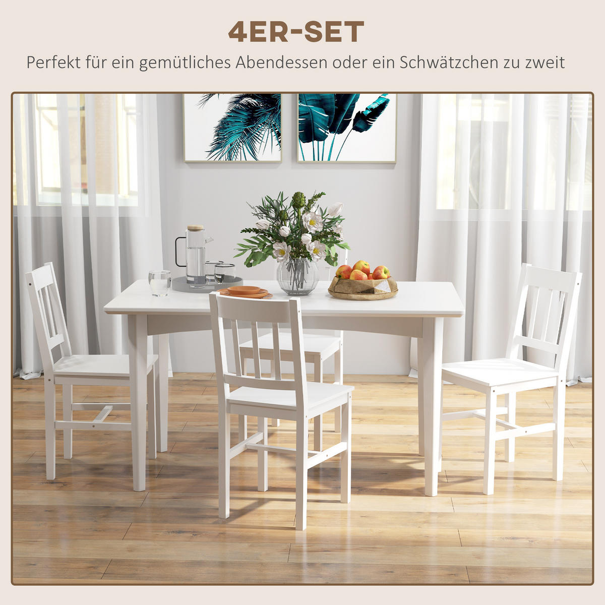 ESSZIMMERSTÜHLE, Kiefernholz, Weiß - Weiß, Holz (41/85.5/46.5cm) - HOMCOM