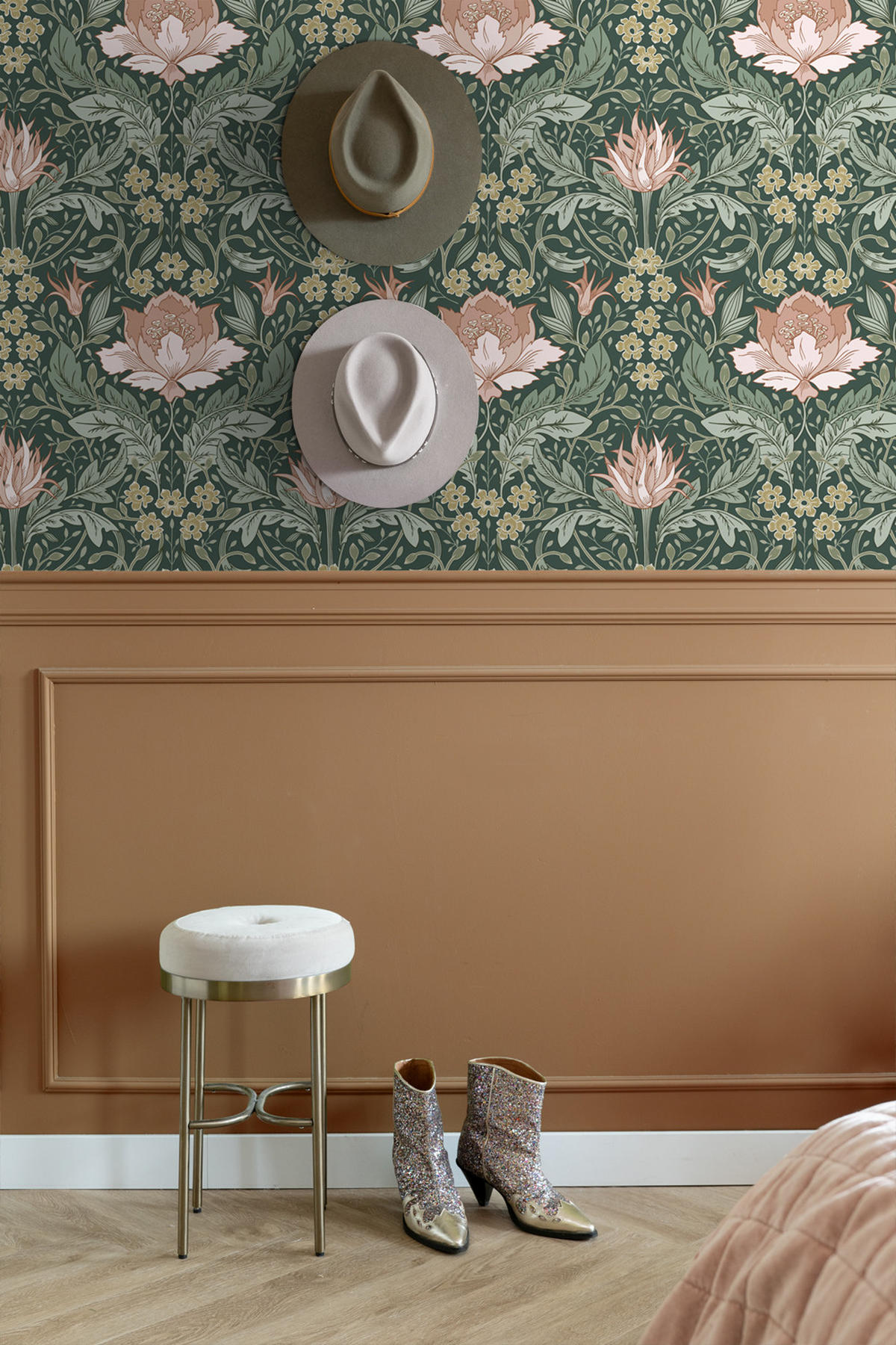 TAPETE Blumenmuster im Jugendstil 50 x 900 cm - Grün, Papier (50/900cm) - ESTAhome