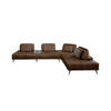 MODULSOFA WIOLO Dunkelbraun Leder - Dunkelbraun/Silberfarben, Leder/Metall (350/83/240cm) - KAWOLA