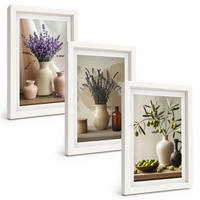 BILDER SET 3er Set - 20x30 cm Weißer Rahmen - Lavendelblüten, Oliven, Gefäße - Weiß, Kunststoff (20/30cm) - TULUP