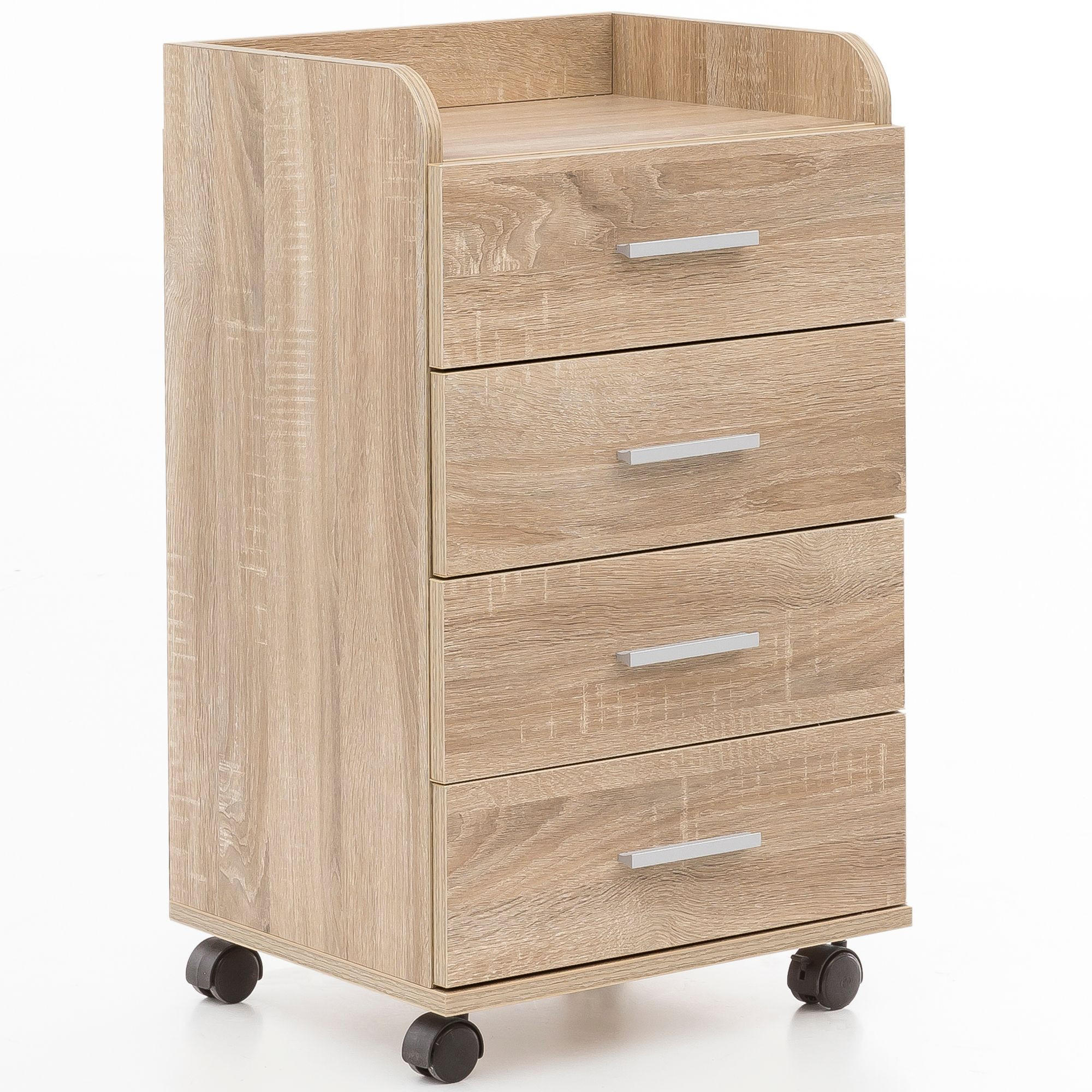 ROLLCONTAINER 4 Schubladen Modern Mit Rollen, Sonoma 40x33x71 cm - Schwarz/Braun, Kunststoff (40/71/33cm) - KADIMA DESIGN
