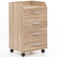 ROLLCONTAINER 4 Schubladen Modern Mit Rollen, Sonoma 40x33x71 cm - Schwarz/Braun, Kunststoff (40/71/33cm) - KADIMA DESIGN
