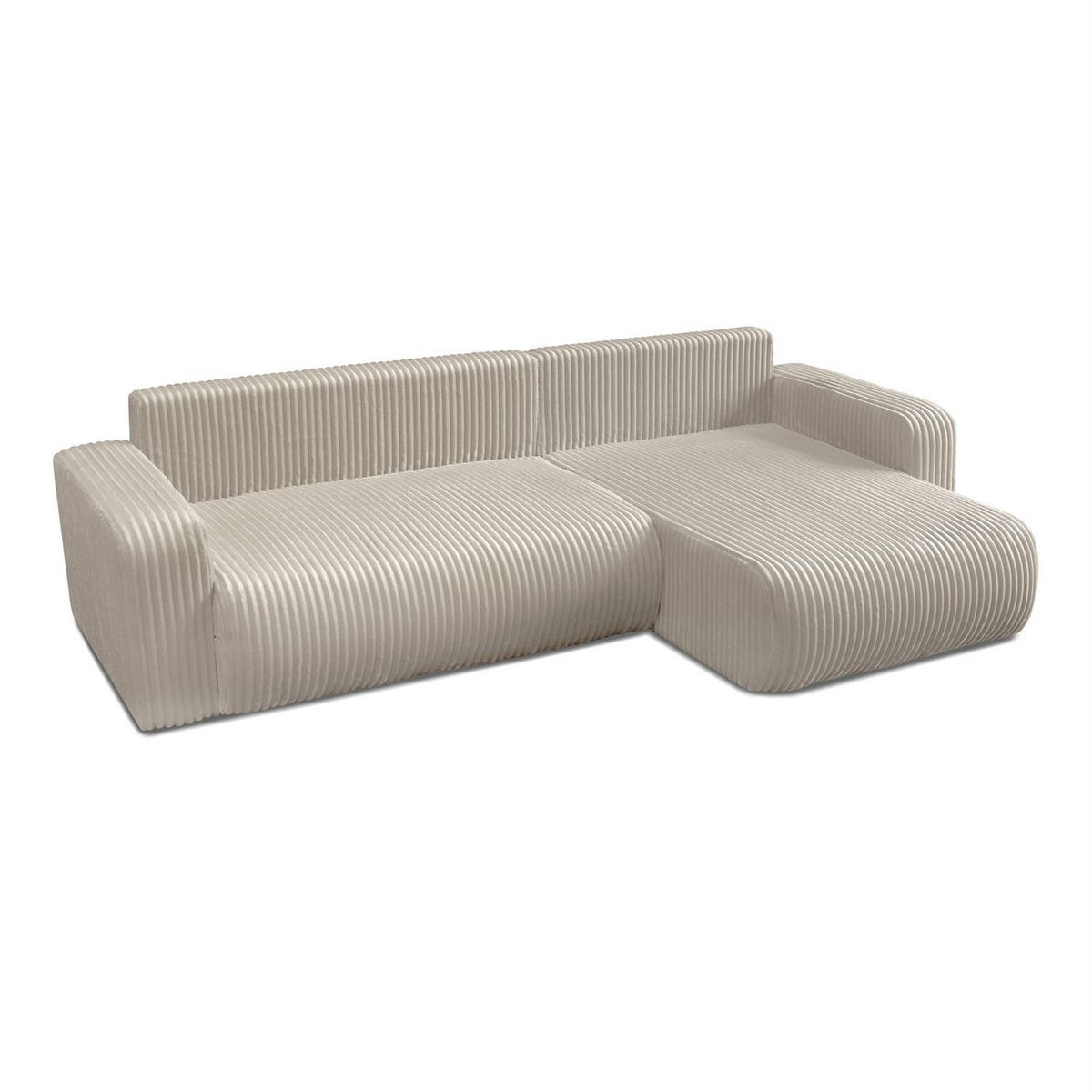 Ecksofa PRESTIGE SOFT mit Schlaffunktion und Bettkasten, Tilia 01 - Creme, Textil (277/143cm) - Lookway