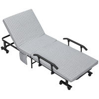 KLAPPBETT 70x190 cm DE-10739 neigbare Rücklehne & 8 Rollen Hellgrau - Hellgrau, Metall (70/190cm) - ComfortXL