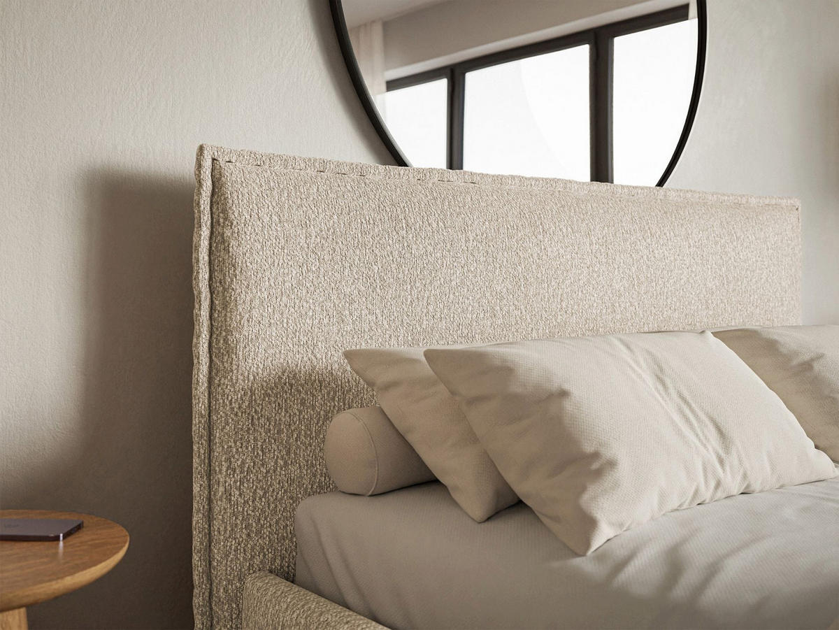 POLSTERBETT Softie Slim Hellbeige Chenille 140x200 - Ecru, Textil (140/200cm) - Selsey