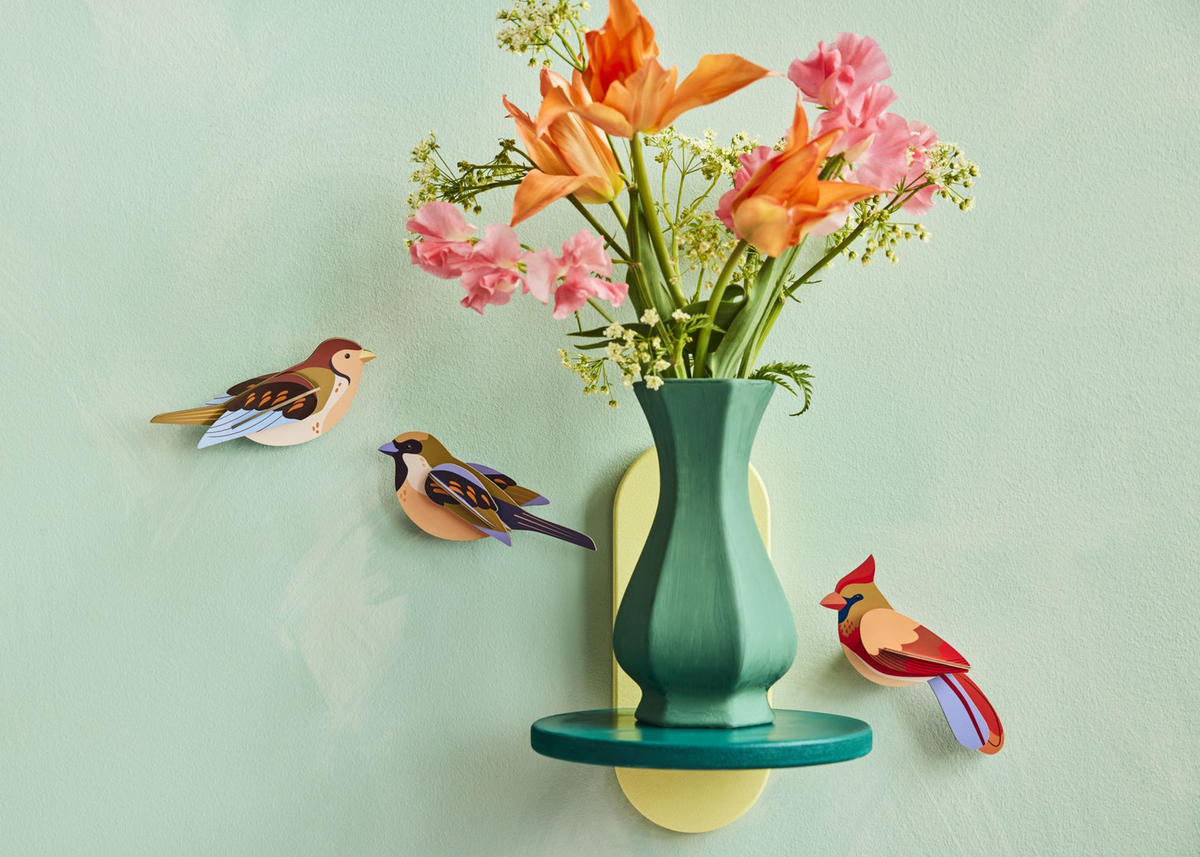 WANDDEKO Kardinal 4.5/5.5 cm - Multicolor, Wellpappe (4.5/5.5/17cm) - KUNSTLOFT