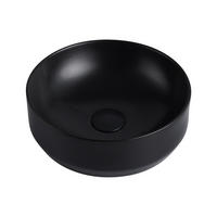 AUFSATZWASCHBECKEN rund aus Keramik – Schwarz – 36 cm – KANELLE II - Schwarz, Keramik (36/12/36cm) - Vente-Unique