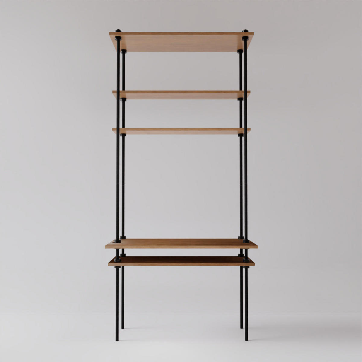 SCHREIBTISCH mit Regal 185x85x35/52,5cm - Eiche San Remo, Metall (85/185/52.5cm) - AR Shelving