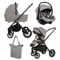 KINDERWAGEN Gavia 3in1 Grau Babywanne, Buggy Sportsitz, Babyschale I-Size - Schwarz/Grau, Textil/Metall (58/99cm) - BabyLux