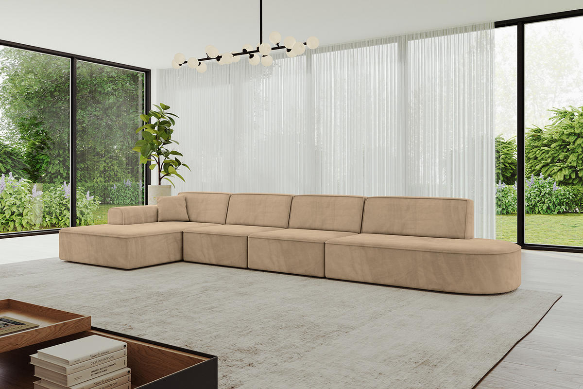 ECKSOFA Ottomane Links IREA-L3-v3 - 413x171x79 cm Beige - Beige, Holzwerkstoff/Textil (413/171cm) - ALTDECOR