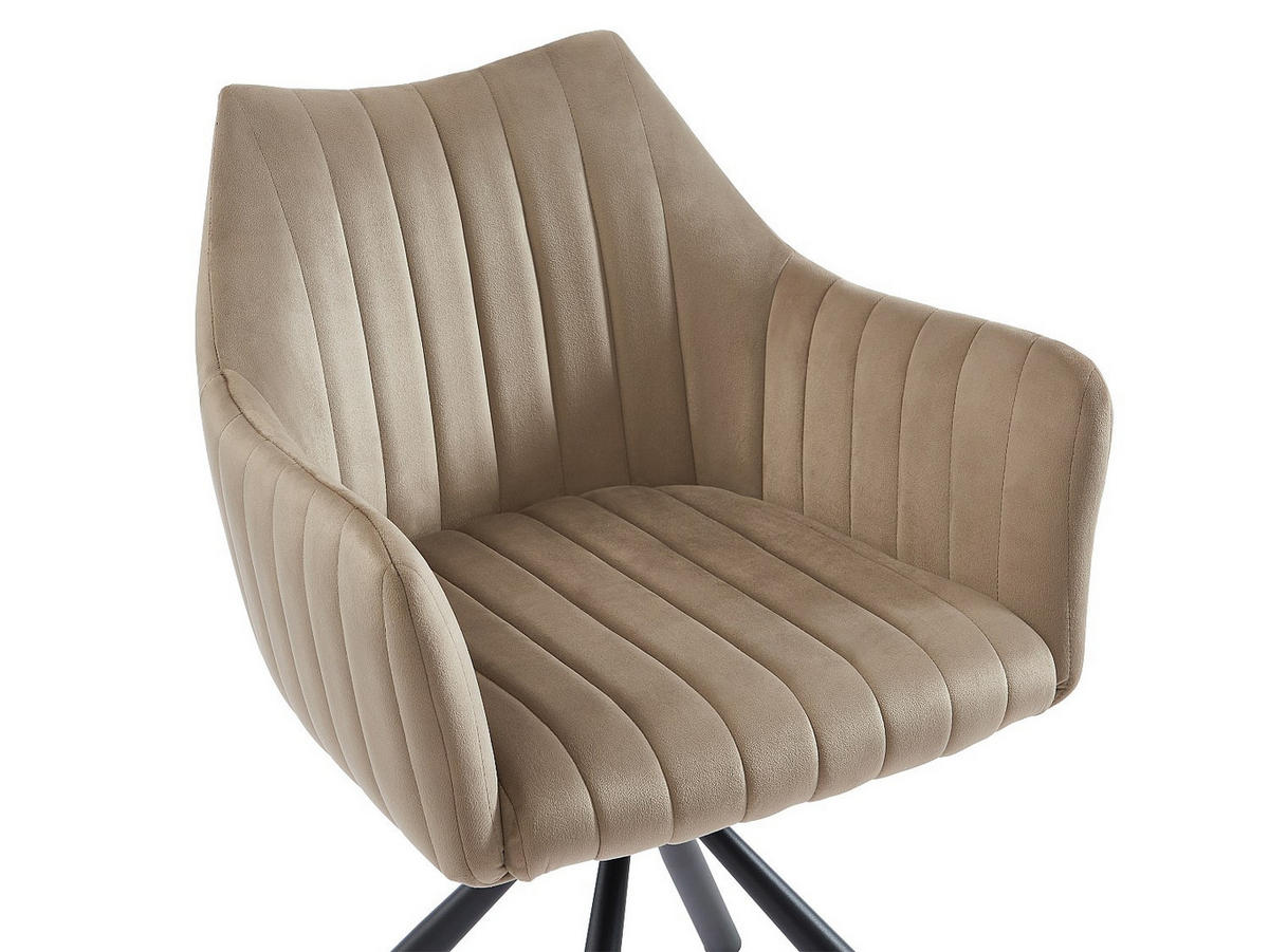 STUHL - 60 cmcm x 60 cmcm - Samt, Stoff - Beige - IZIALI - Beige, Textil (60/83.5/60cm) - Vente-Unique