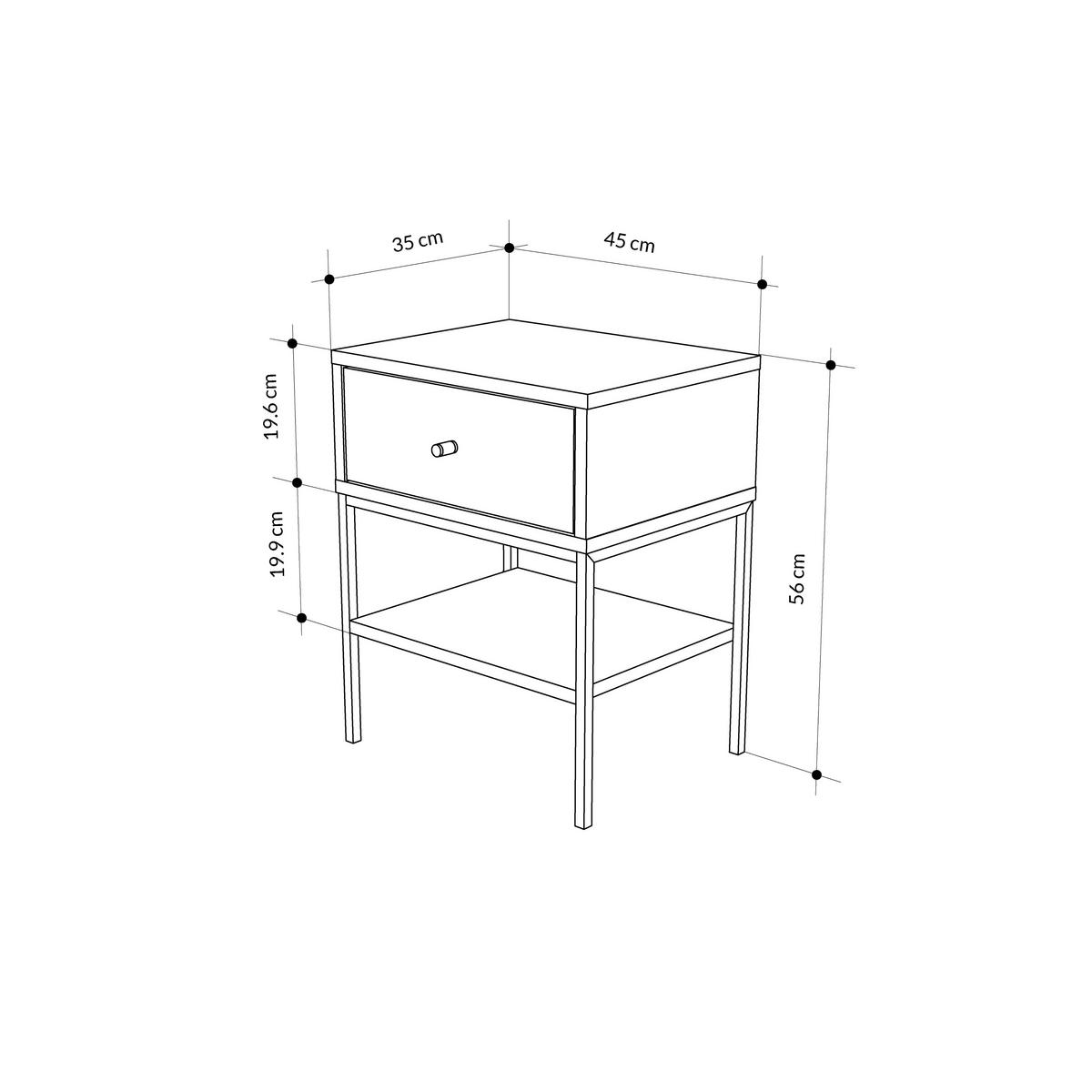 NACHTTISCH Lisa Eiche 56/45/35 cm - Eichefarben, Holzwerkstoff (45/56.4/35cm) - Decortie