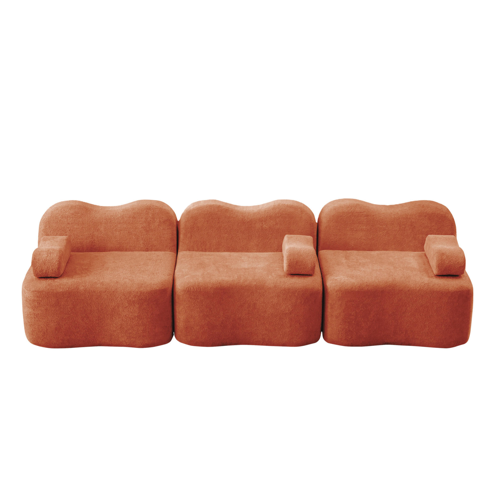 MODULARES 3-Sitzer-Sofa aus Samt mit tiefer Sitzfläche Orange - Orange, Textil (98/70/288cm) - Modenvie