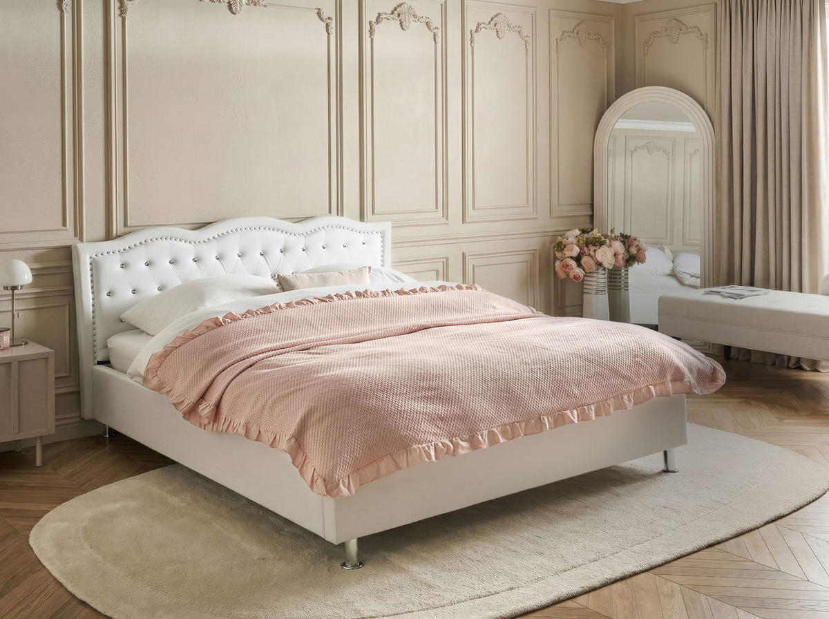 BETT 160/200cm Weiß Metz - Weiß, Textil (160/200cm) - Beliani