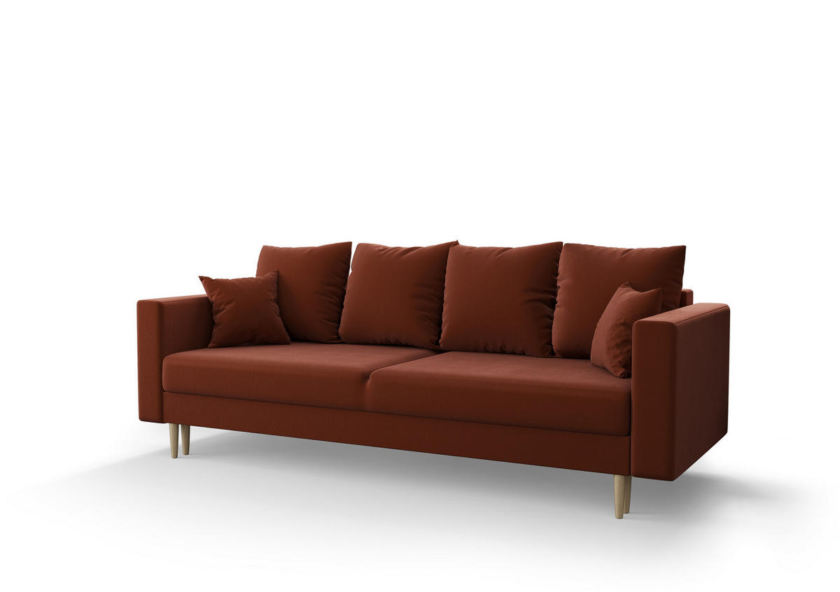 SOFA KRISTI mit Schlaffunktion ITAKA 1 Sofa mit Stauraum - Braun, Textil (90/87/230cm) - Bedante