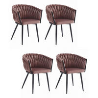 STUHL ARONA 4-er Set, Rosa, Schwarz, Schwarze metallische Beine - Rosa, Textil/Metall (61/79/55cm) - Komodee