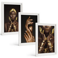 BILDER SET 3er Set - 40x60 cm Weißer Rahmen - Porträts afrikanischer Frauen - Weiß, Kunststoff (40/60cm) - TULUP