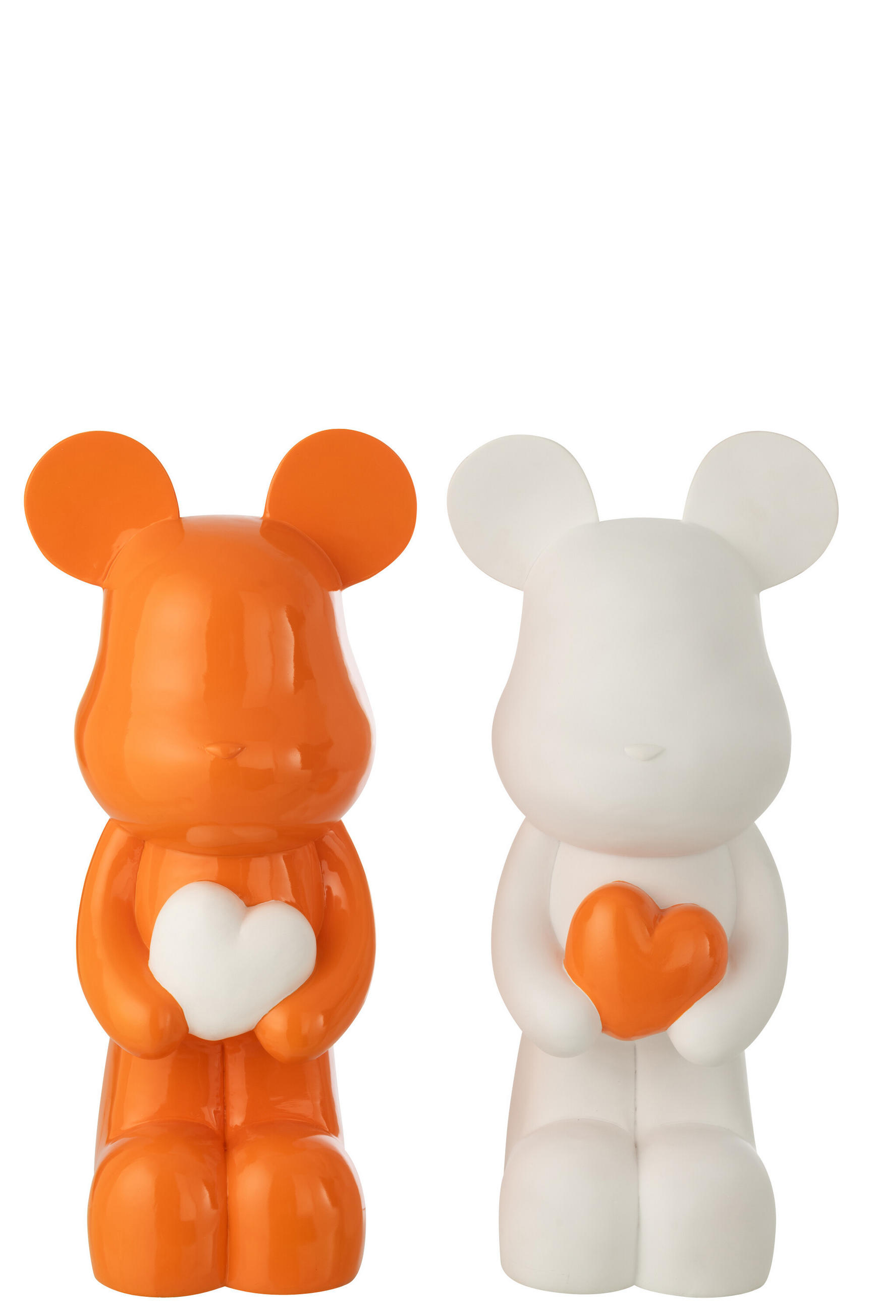 DEKOOBJEKT BÄR HERZ (2ER SET) - Orange, Glas/Naturmaterialien (24.5/60/31.5cm) - J-Line