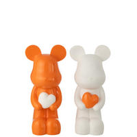 DEKOOBJEKT BÄR HERZ (2ER SET) - Orange, Glas/Naturmaterialien (24.5/60/31.5cm) - J-Line