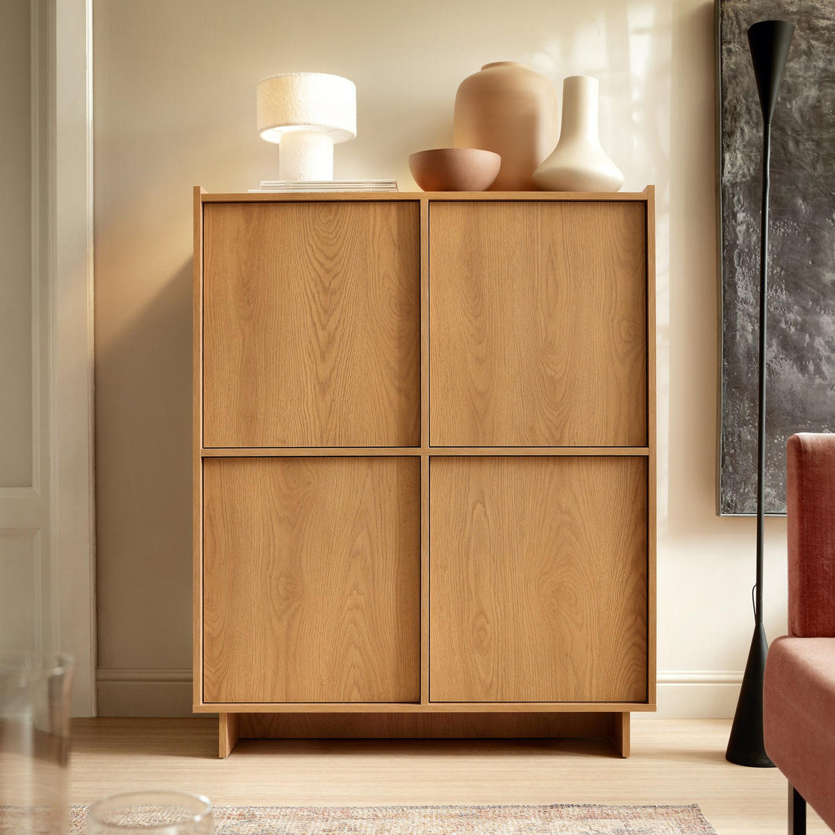 HIGHBOARD SUNA 98 cm (Karamell Eiche, Push to Open) - Eichefarben, Holz/Holzwerkstoff (98/124/39cm) - Ravio